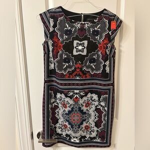 Banana Republic Black and Red Patterned Mini Dress